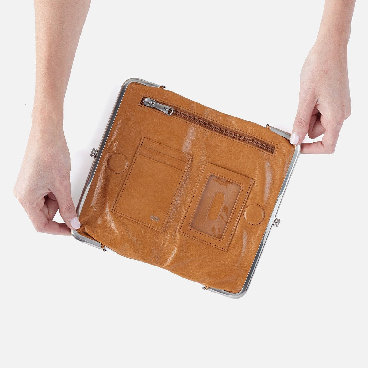 Hobo Hobo Lauren Clutch Wallet in Polished Leather in Natural - Little Miss Muffin Children & Home