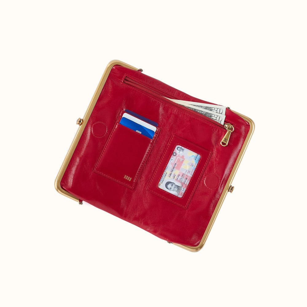 Lauren Clutch-Wallet Polished Leather - True Red