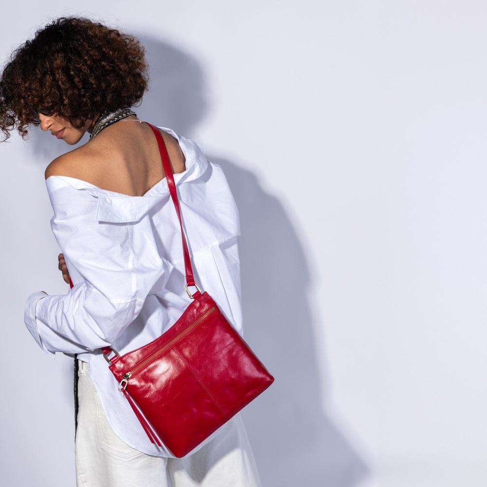 Cambel Crossbody Polished Leather - True Red