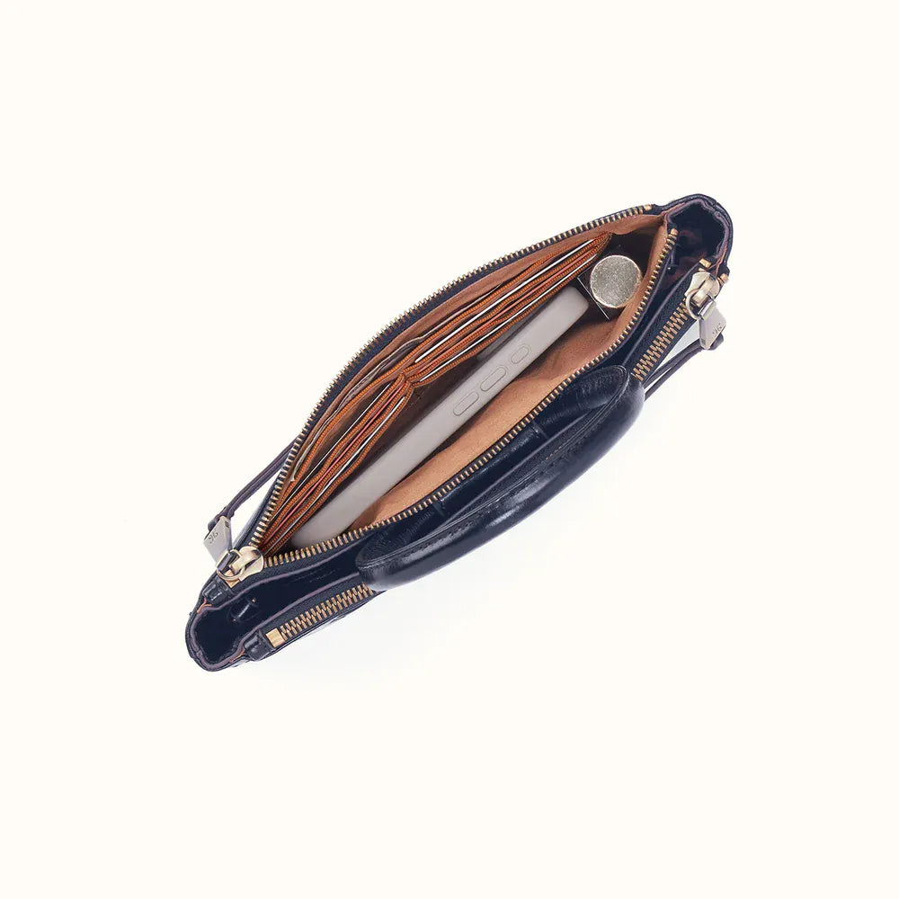 Sable Crossbody in Polished Leather - Ink Navy
