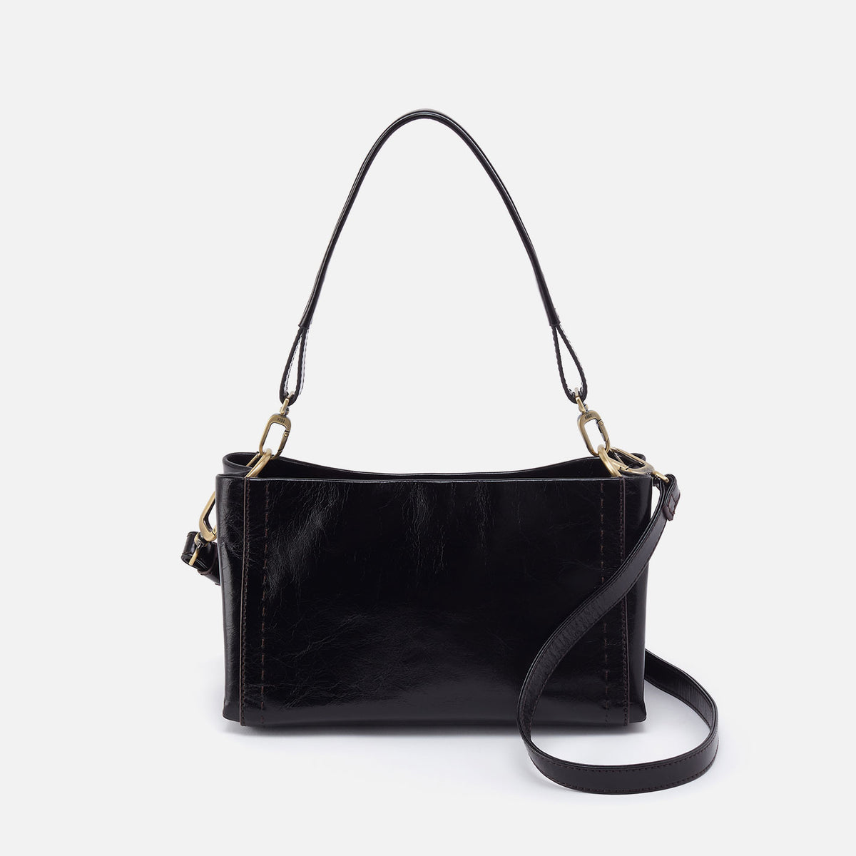 Hobo Seneca Shoulder Crossbody In Polished Leather Black - Little Miss Muffin Children & Home