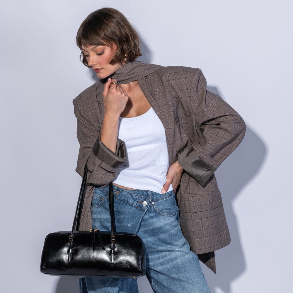 Scottie Satchel Polished Leather - Black