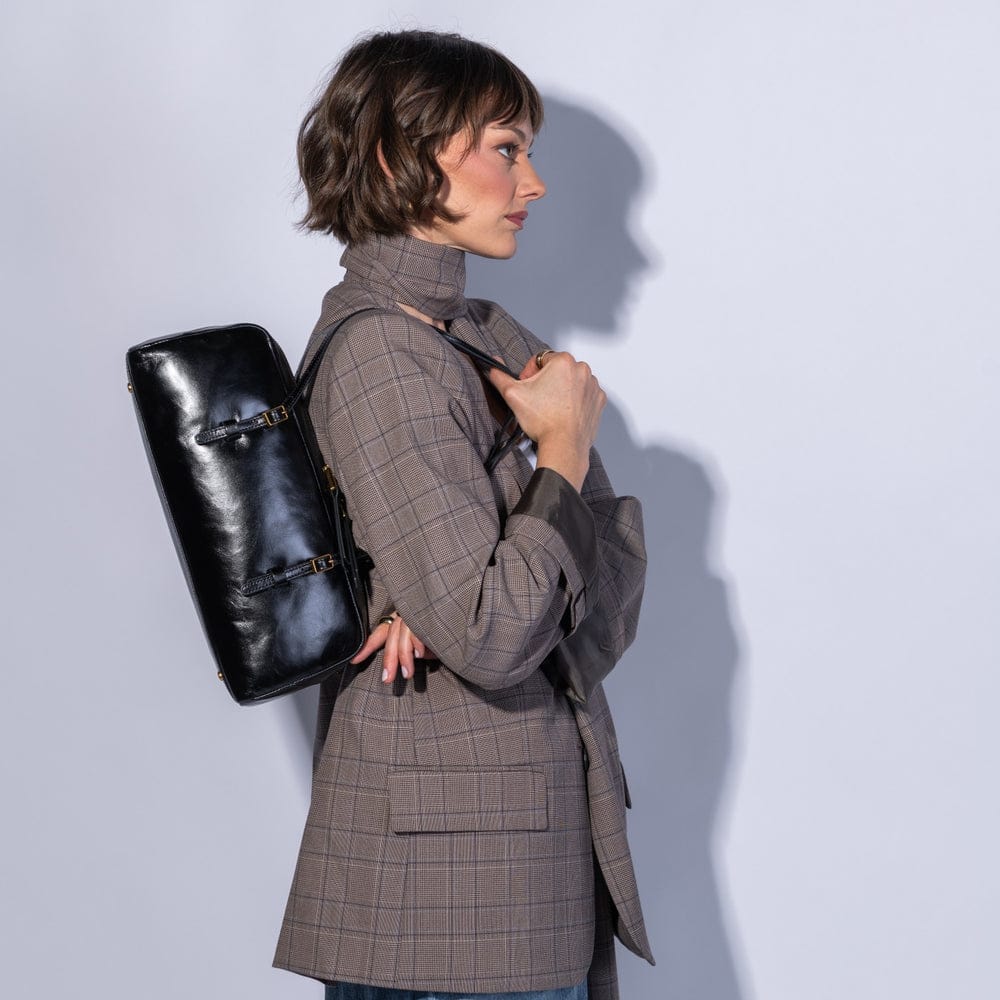 Scottie Satchel Polished Leather - Black