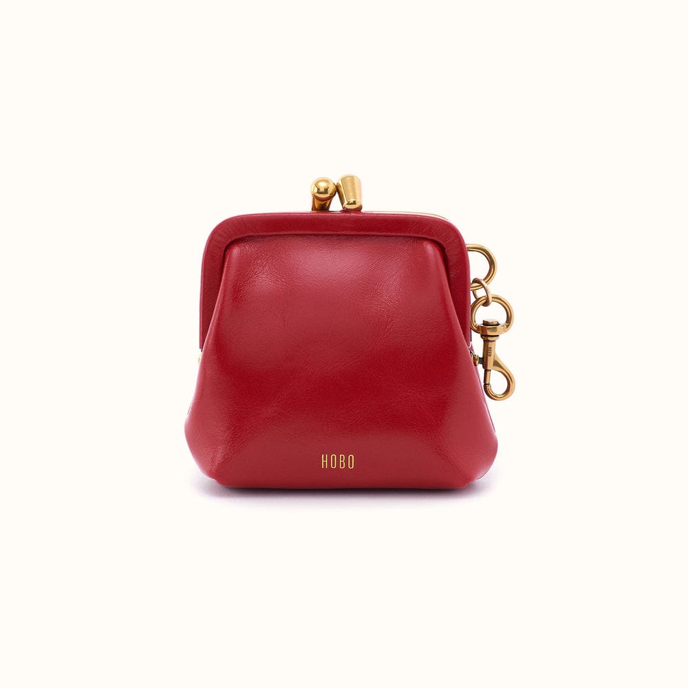 Alba Frame Clip Pouch in Polished Leather True Red