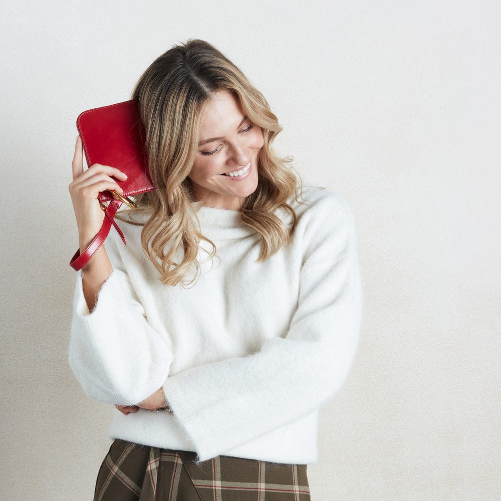 Jett Credit Card Wristlet Polished Leather - True Red