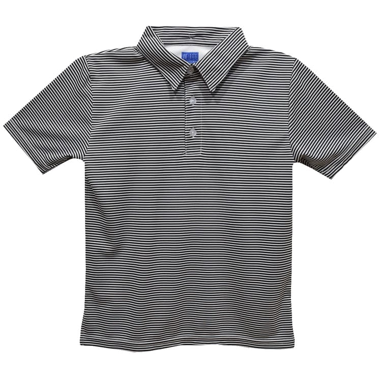 Vive La Fete Striped Polo Fleur de Lis Embroidered Black - Little Miss Muffin Children & Home
