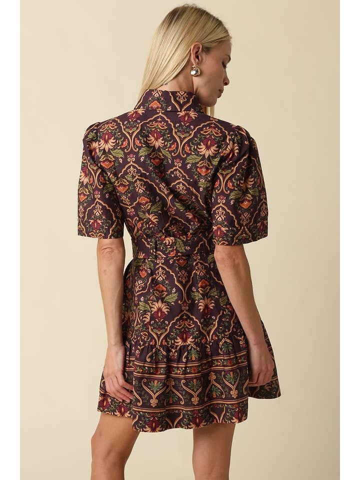 Vienna Printed Tie-Waist Mini Dress