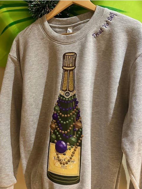 Vieux Carré Mardi Gras Sweatshirt with Embroidered Neckline