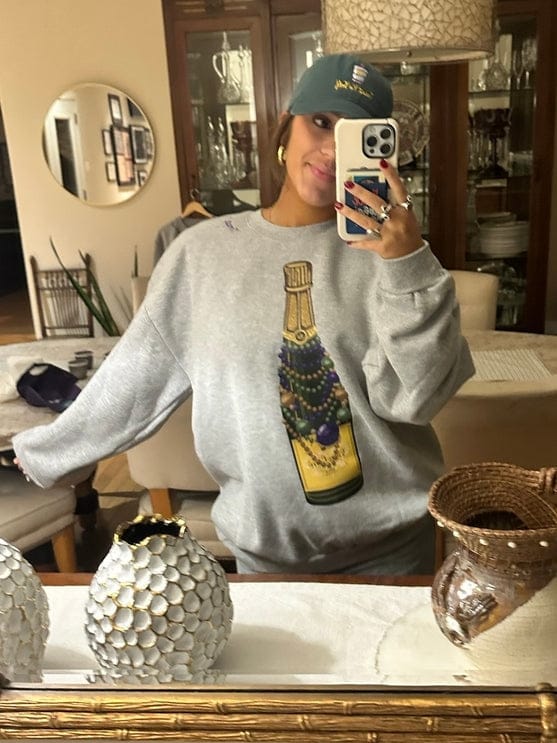 Vieux Carré Mardi Gras Sweatshirt with Embroidered Neckline