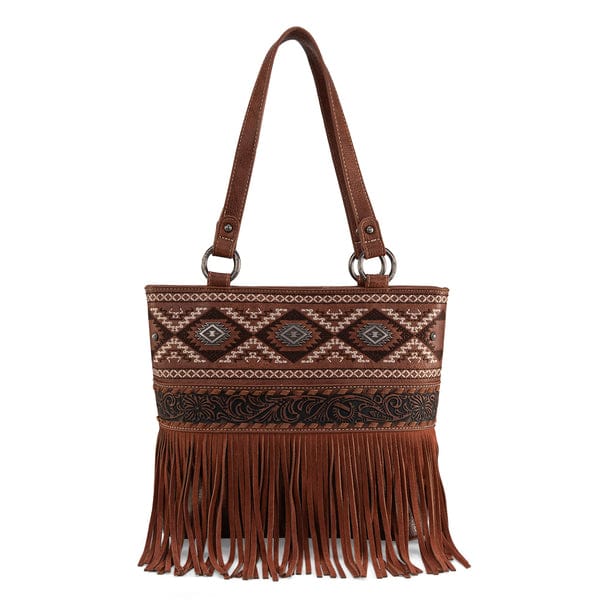 Brown Embroidered Tote
