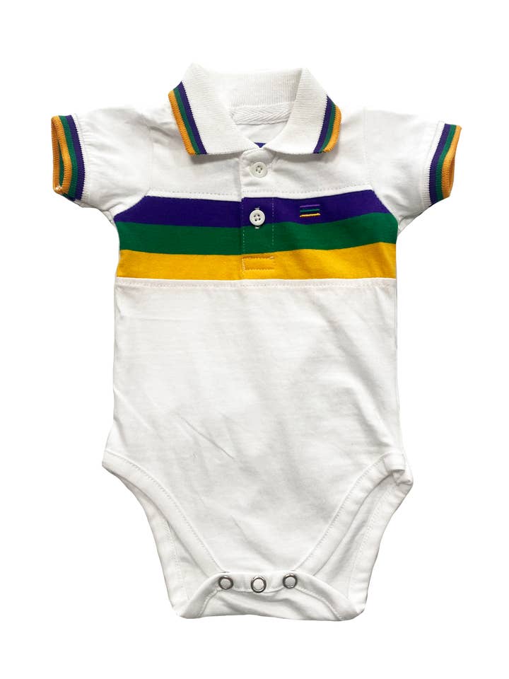 White Chest Stripe Infant Short Sleeve Onesie