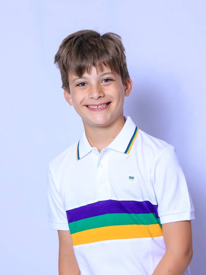 White Chest Stripe Youth Short Sleeve Shirt