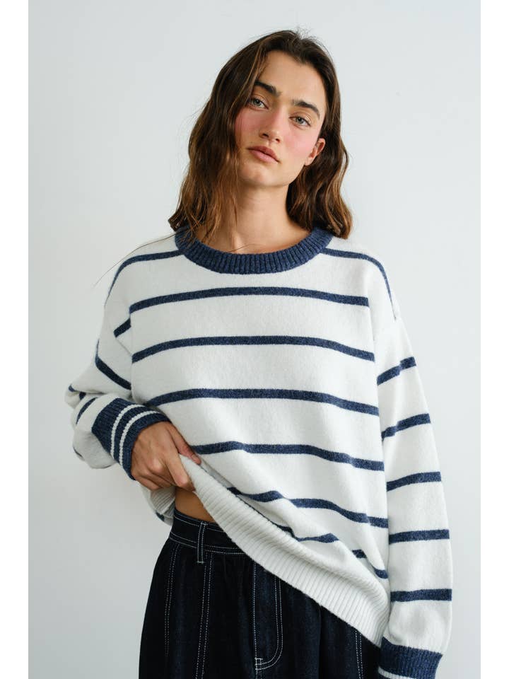 black and white striped sweater