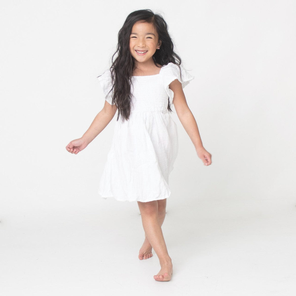 White Smocked Gauze Dress