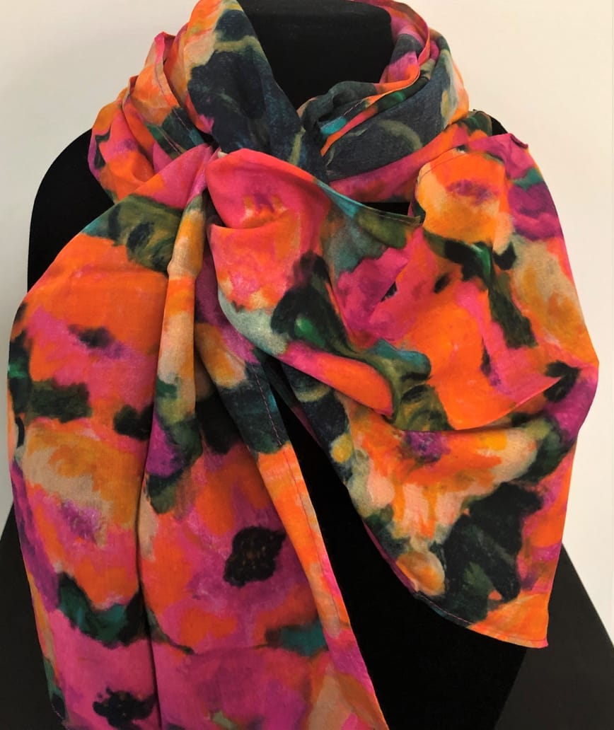 Wild Poppies Cotton Scarf