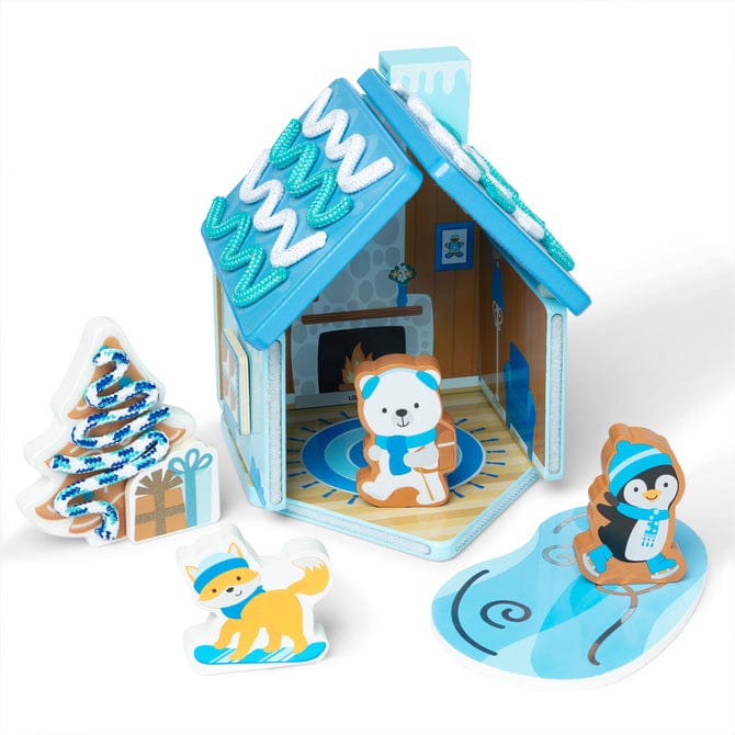 Wooden Gingerbread House Play Set - Winter Frost