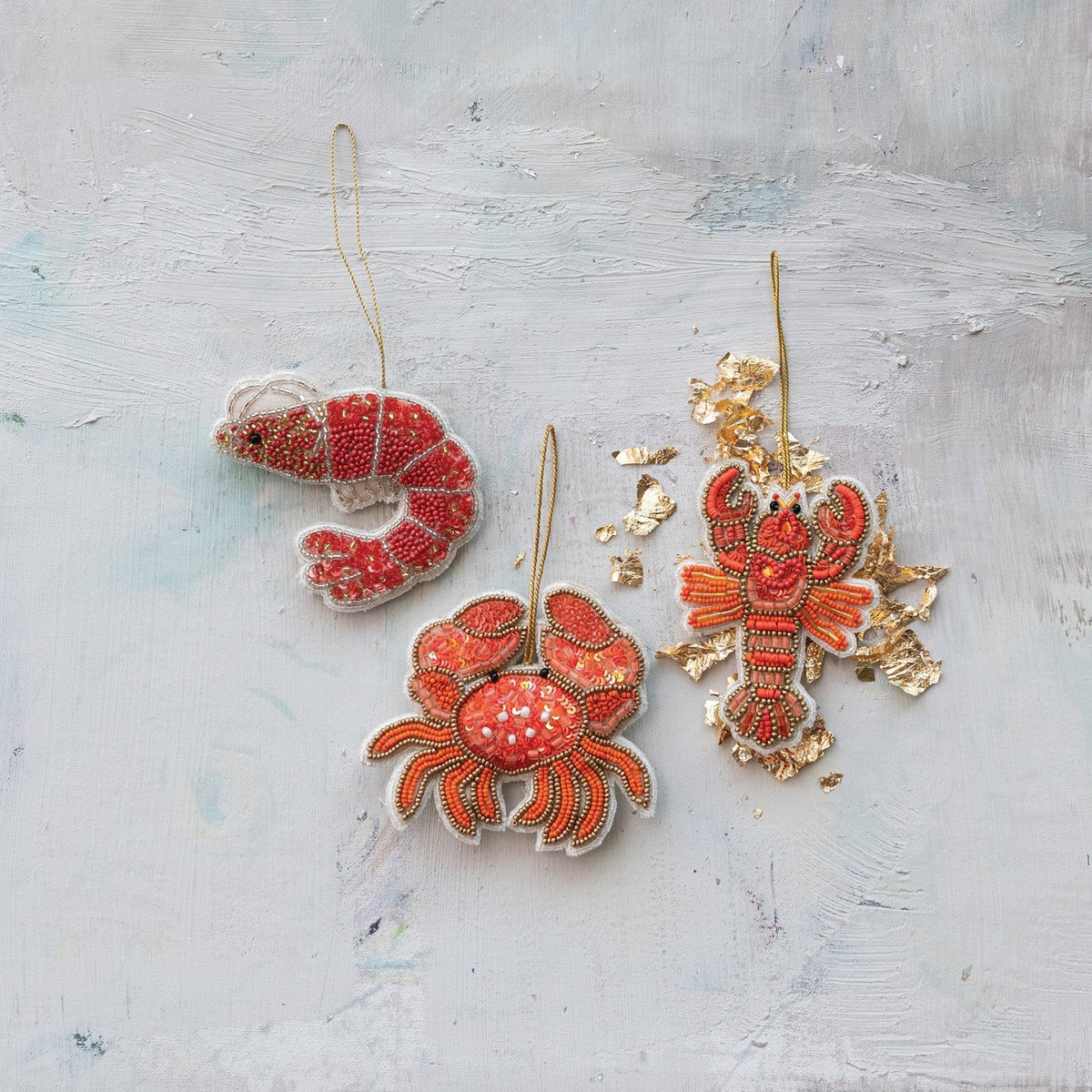 Handmade Beaded Fabric Crustacean Ornament with Sequins, 3 Styles Available
