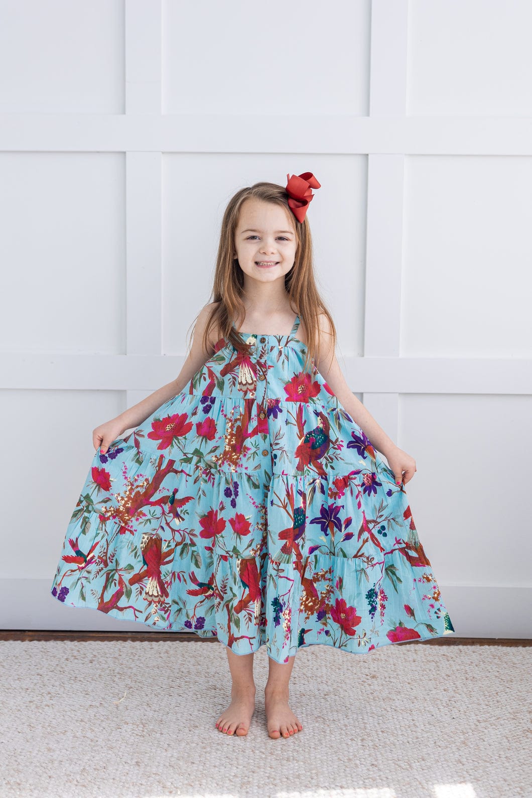 Yo Baby Yo Baby Tropical Print Button Front Strappy Sundress - Little Miss Muffin Children & Home