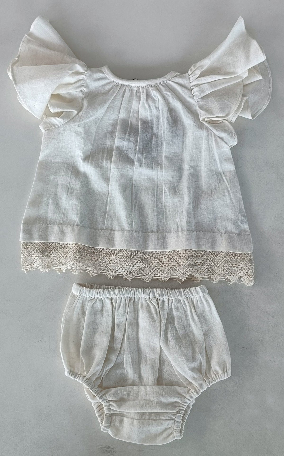 Yo Baby Yo Baby Flutter Sleeve Crochet Trim Dress & Bloomer Set - Little Miss Muffin Children & Home