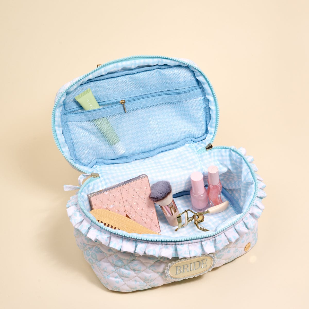 Bride Something Blue Glam & Go Quilted Cosmetic Bag