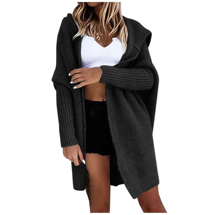 Cotton Blend Loose Knit Hoodie Sweater
