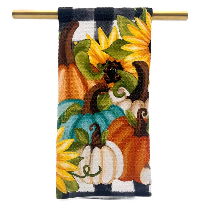 Plaid Pumpkins Tea Towel