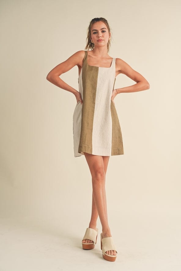 Miou Muse Color Block Linen Mini Dress - Little Miss Muffin Children & Home