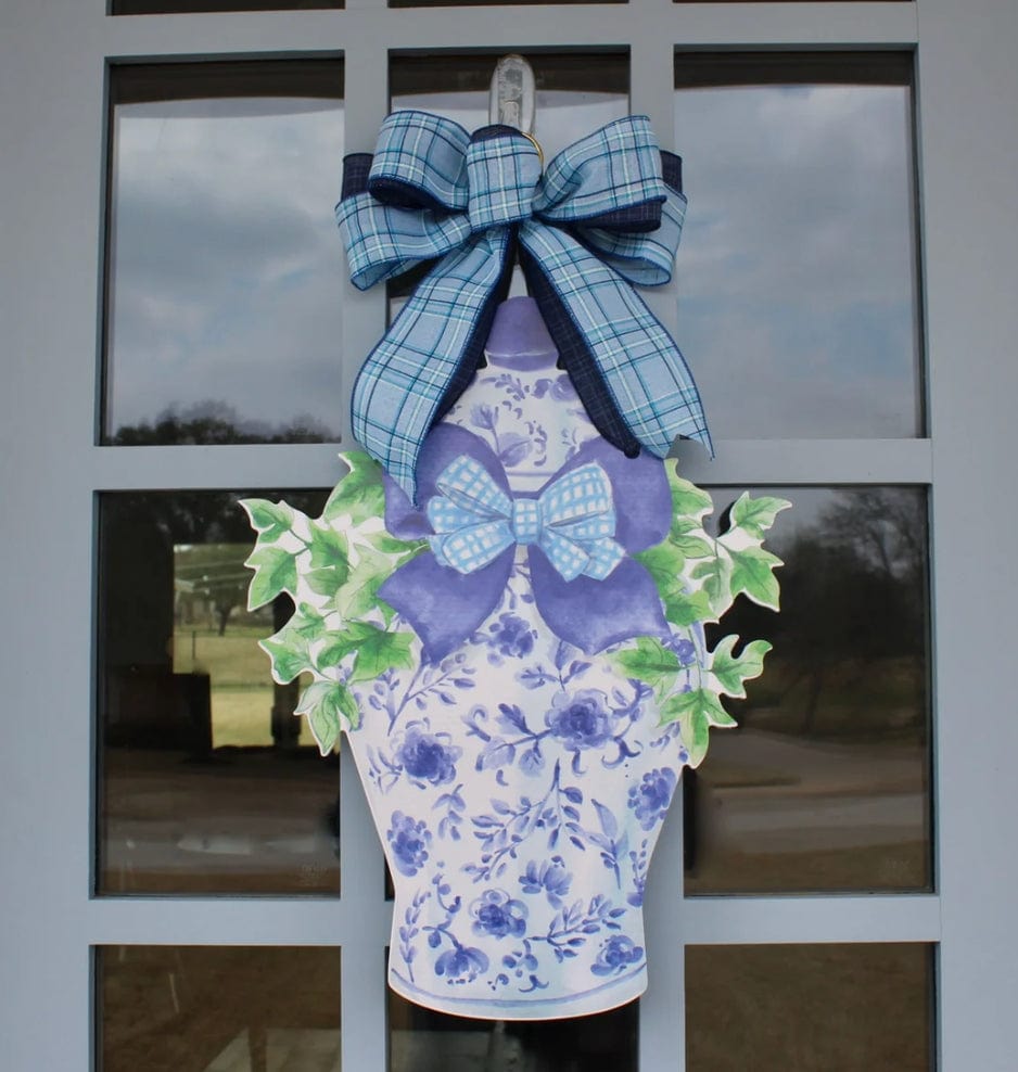 Front Porch Elegance Classic Blue Ginger Jar Door Hanger - Little Miss Muffin Children & Home