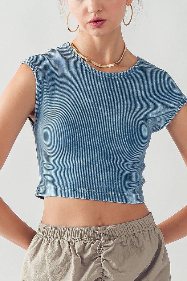 Fashion Week Fashion Week Betty Mineral Wash Crop Top - Little Miss Muffin Children & Home