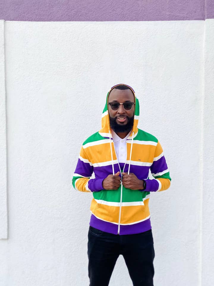 Thick Stripe Rugby Adult Unisex Zip Up Hoodie