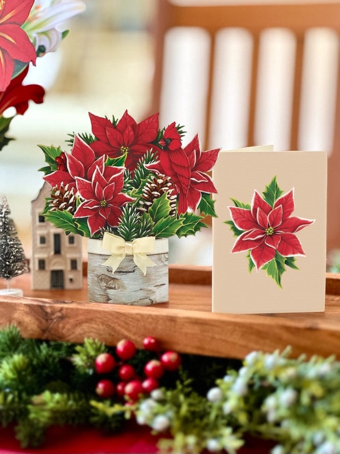 FreshCut Paper FreshCut Paper Mini Birch Poinsettia Pop-Up Greeting Card - Little Miss Muffin Children & Home