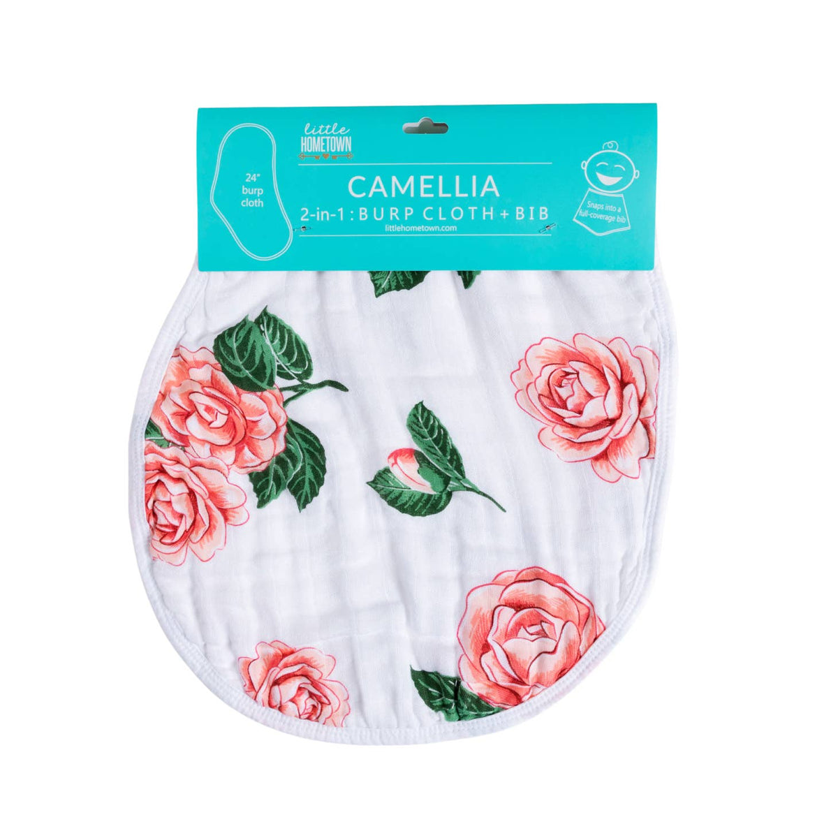 Little Hometown Little Hometown Camellia Baby 2-in-1 Burp Cloth and Bib - Little Miss Muffin Children & Home