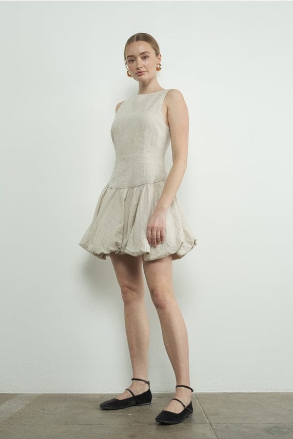 Aaron & Amber Aaron & Amber Linen Sleeveless Bubble Dress in Natural - Little Miss Muffin Children & Home
