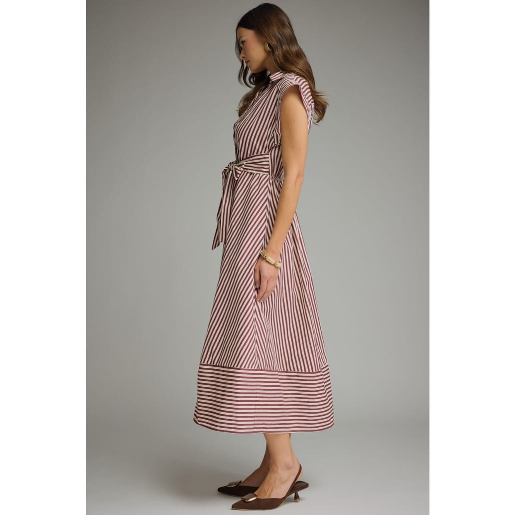 Style USA Striped Cap Sleeve Midi Dress, 3 Available Colors - Little Miss Muffin Children & Home