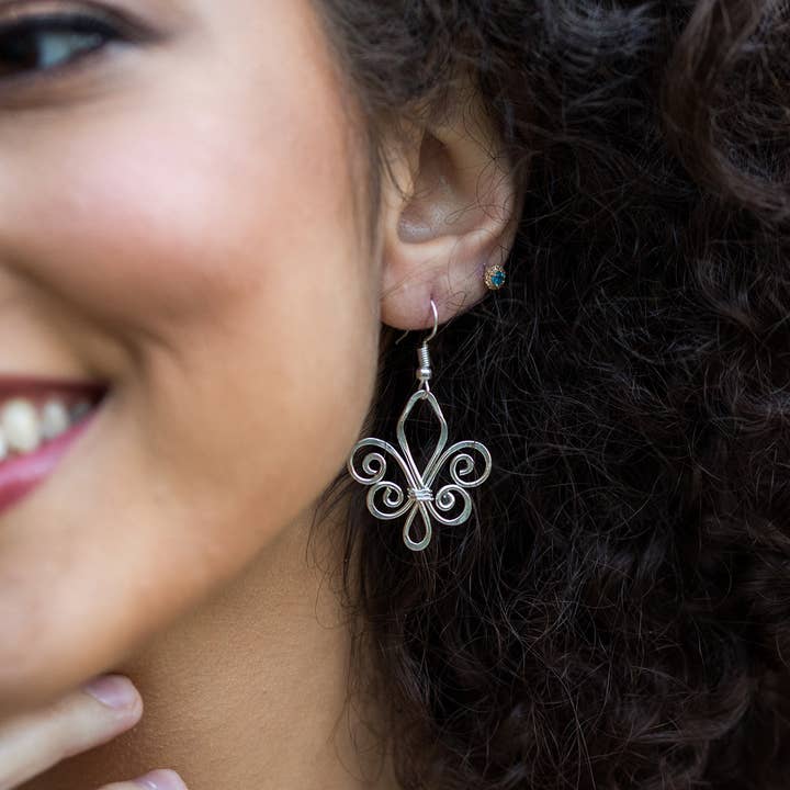Anju Jewelry Silver Plated Earrings - Smaller Size Fleur-De-Lis - Little Miss Muffin Children & Home