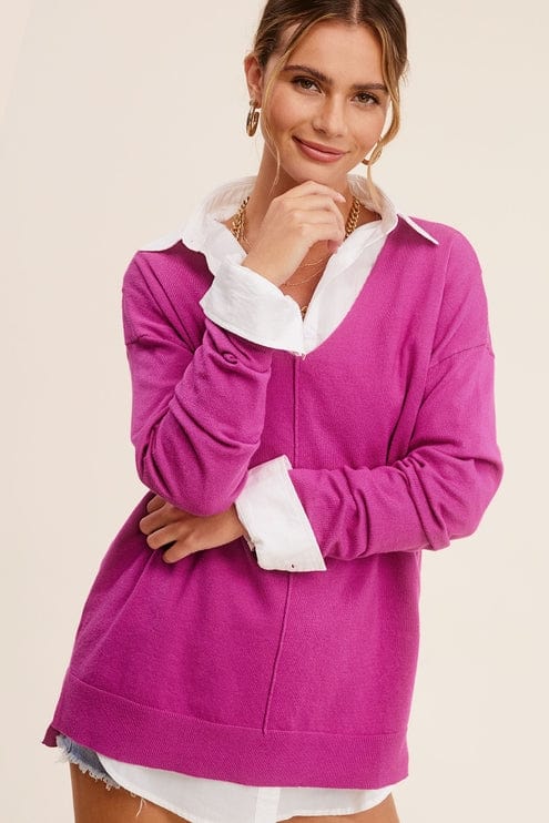 La Miel La Miel Lightweight V-Neck Sweater - Little Miss Muffin Children & Home