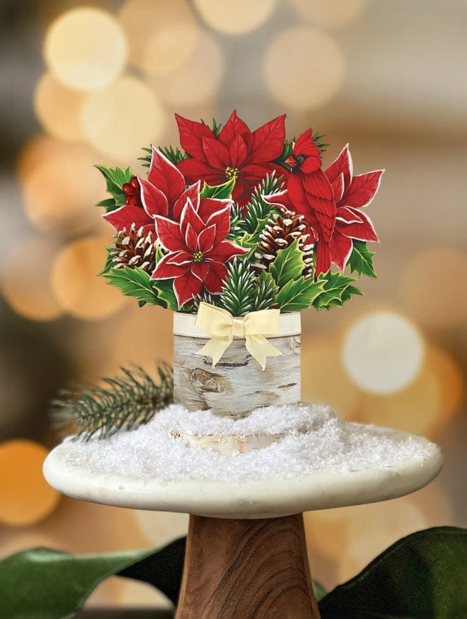 FreshCut Paper FreshCut Paper Mini Birch Poinsettia Pop-Up Greeting Card - Little Miss Muffin Children & Home