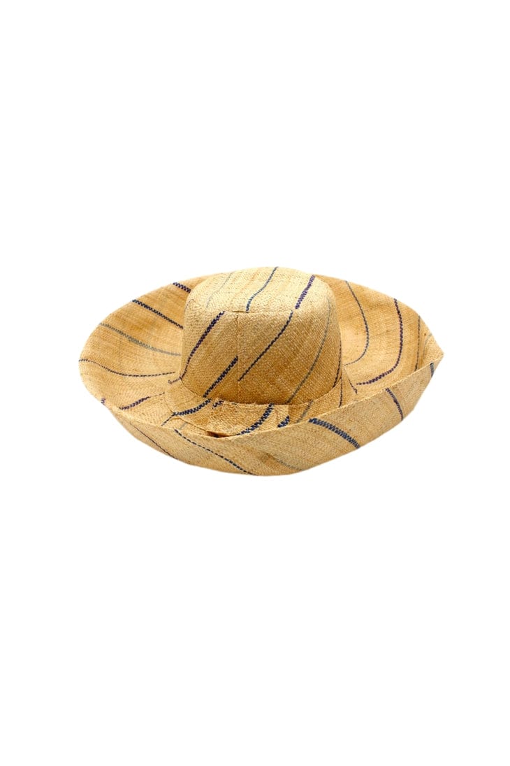 Shebobo Monica 5" Wide Brim Multicolor Pinstripe Packable Straw Sun Hat - Little Miss Muffin Children & Home