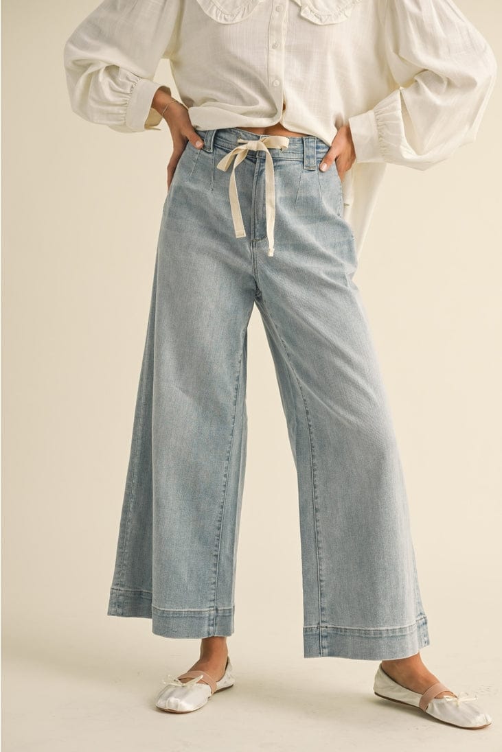 Miou Muse Washed Denim with Tie Front Pants - Little Miss Muffin Children & Home