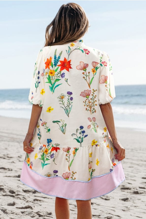 Aapparella Boho Striped Floral Print Short Sleeve Mini Dress - Little Miss Muffin Children & Home