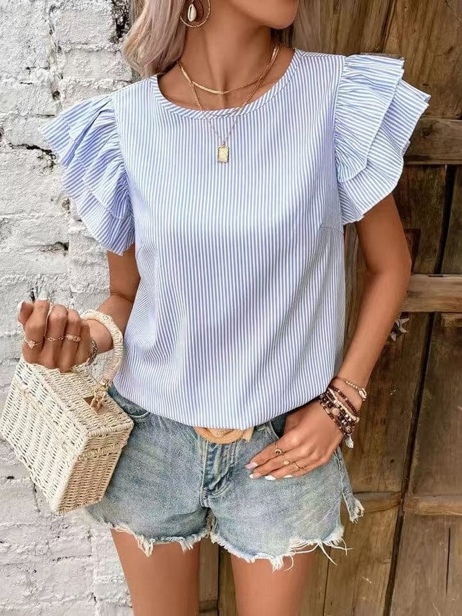 Miss Sparkling Striped Ruffle Sleeve Blouse - Little Miss Muffin Children & Home