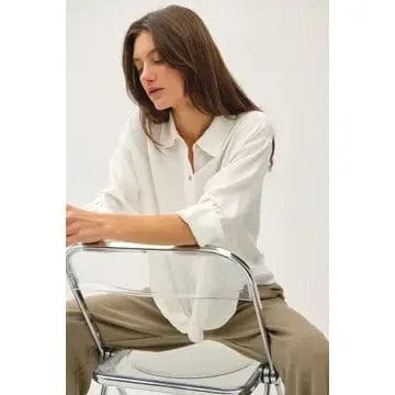 Be Cool Be Cool Twist Detail Button Down Shirt in Off White - Little Miss Muffin Children & Home