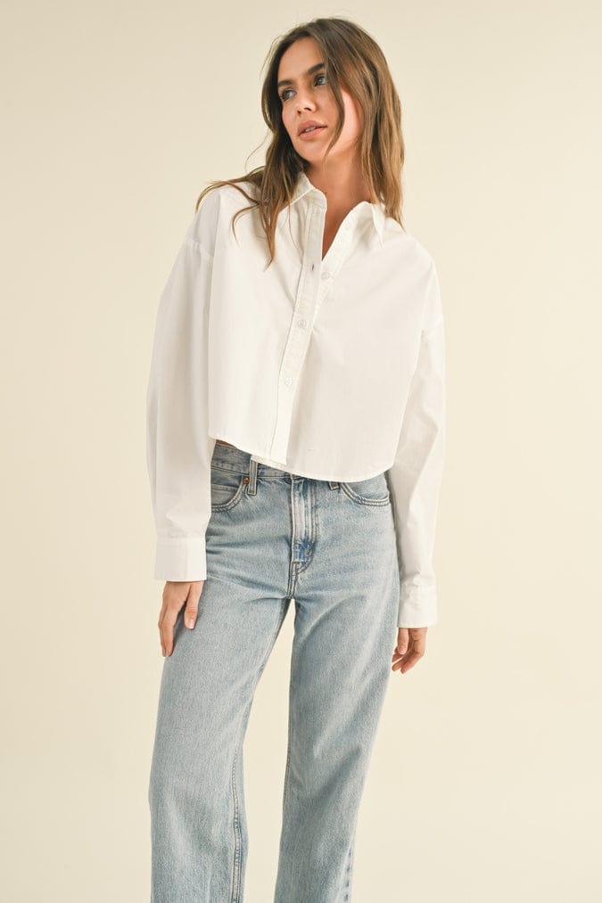 Miou Muse Miou Muse Cropped Button Down Shirt - Little Miss Muffin Children & Home