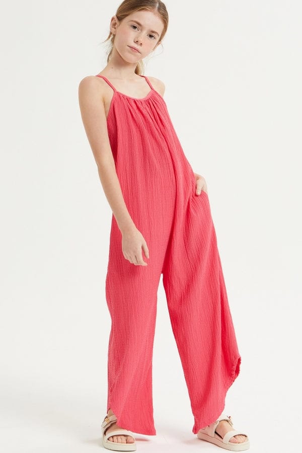 Good Girl Good Girl Asymmetrical Hem Crinkle Texture Jumpsuit Overall - Little Miss Muffin Children & Home