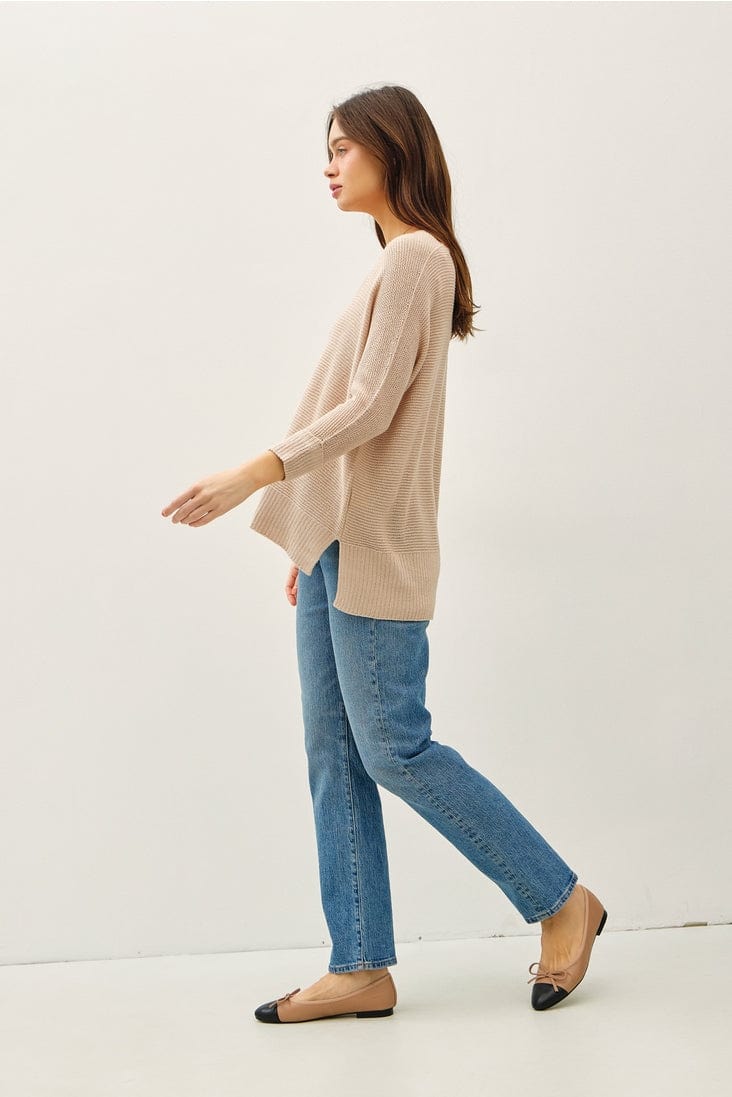 Be Cool Be Cool V-Neck Sweater with Side Slits in Sand - Little Miss Muffin Children & Home