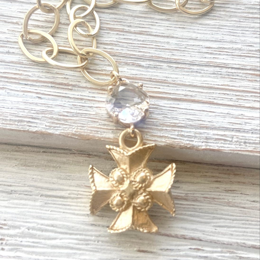 VB&CO Designs Handmade Jewelry Maltese Cross Matte Gold Necklace - Little Miss Muffin Children & Home