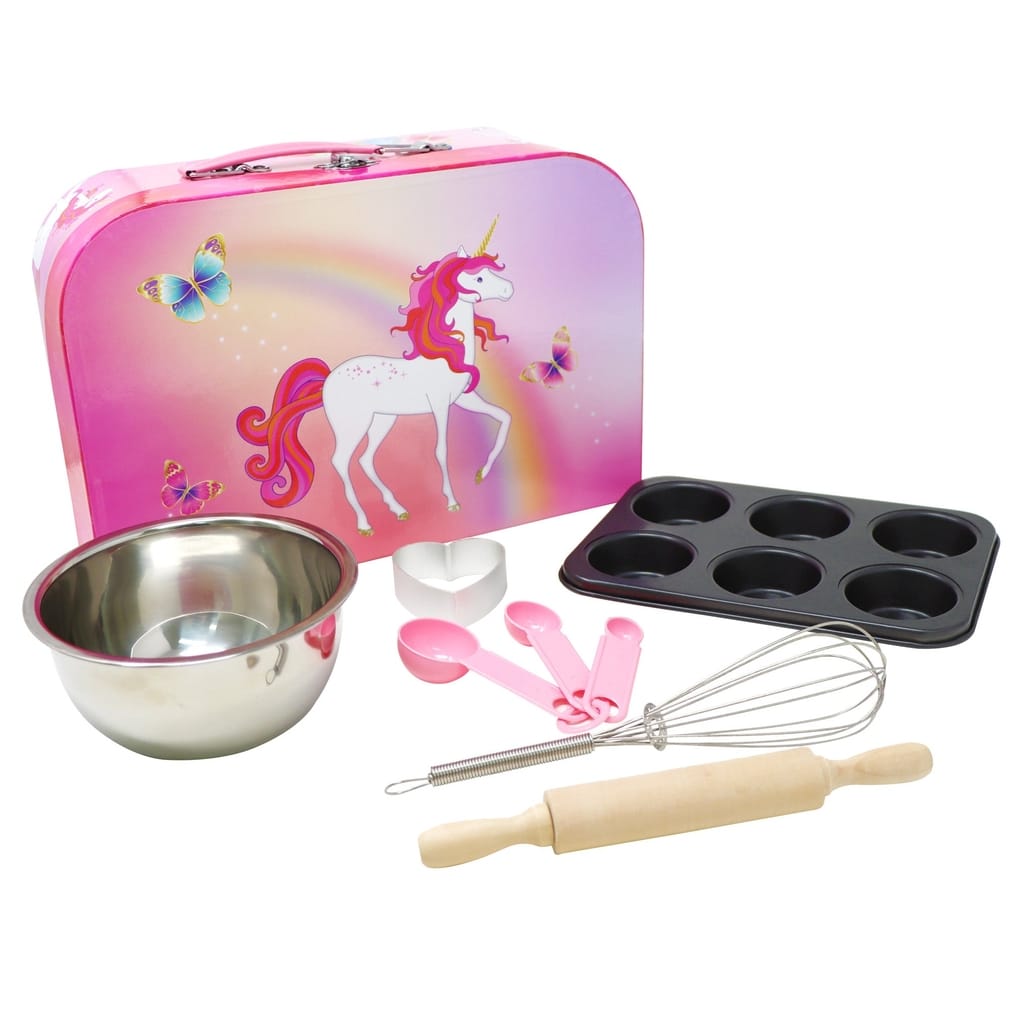 Pink Poppy Unicorn Butterfly 6 Piece Kids Baking Set & Carry Case