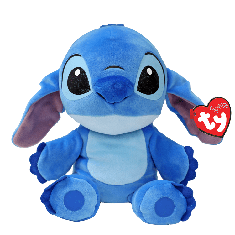 Disney Stitch plush character replica, medium size, 13 inches, Ty Sparkle edition.