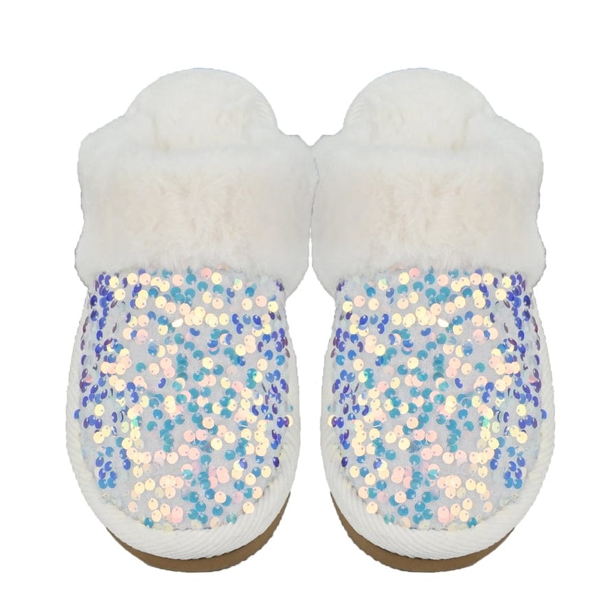 C.C Beanie C.C Beanie Sequin Faux Fur C.C Slippers in White - Little Miss Muffin Children & Home