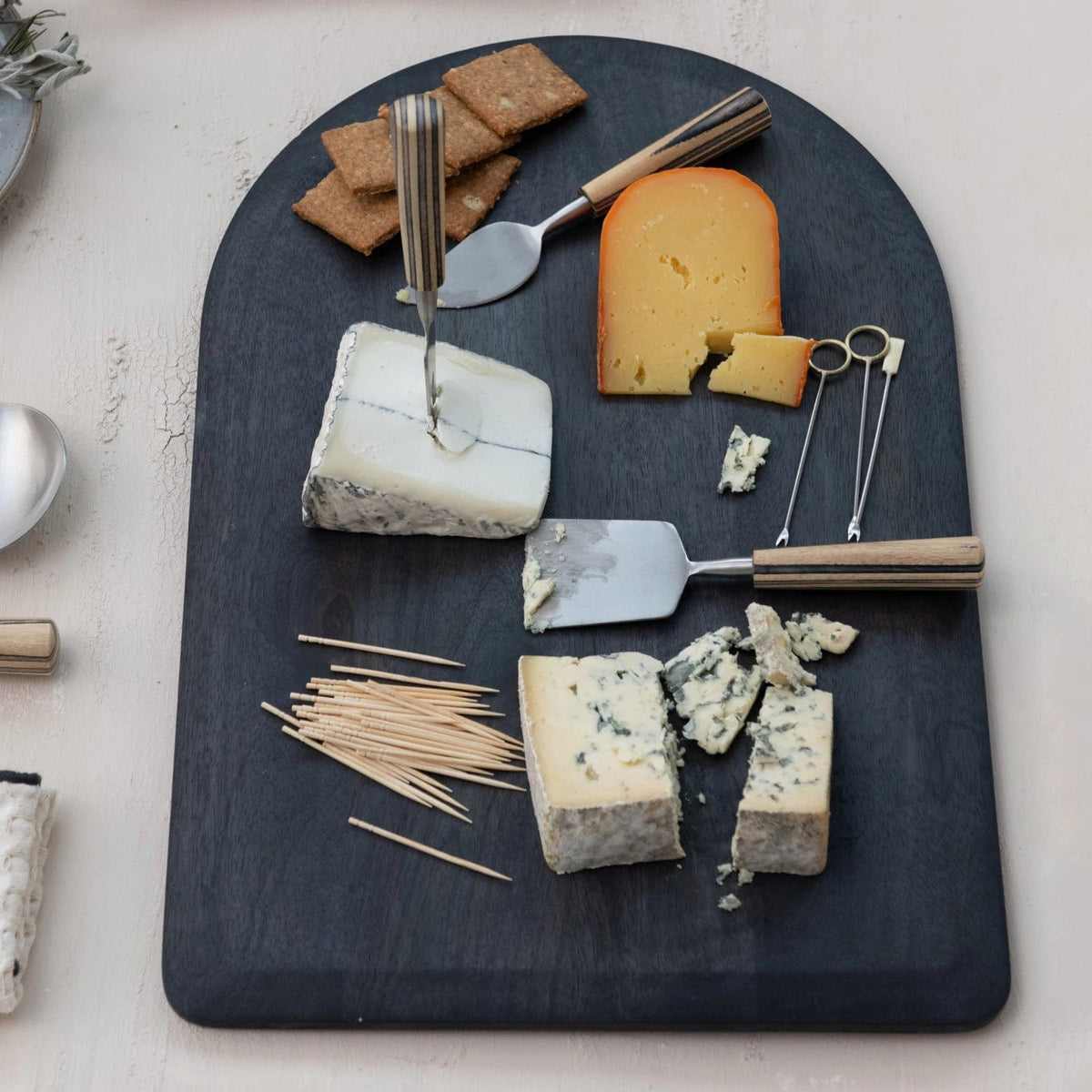 Bloomingville Bloomingville Stainless Steel Cheese Servers with Mango Wood Handles, Set 3 in Bag - Little Miss Muffin Children & Home